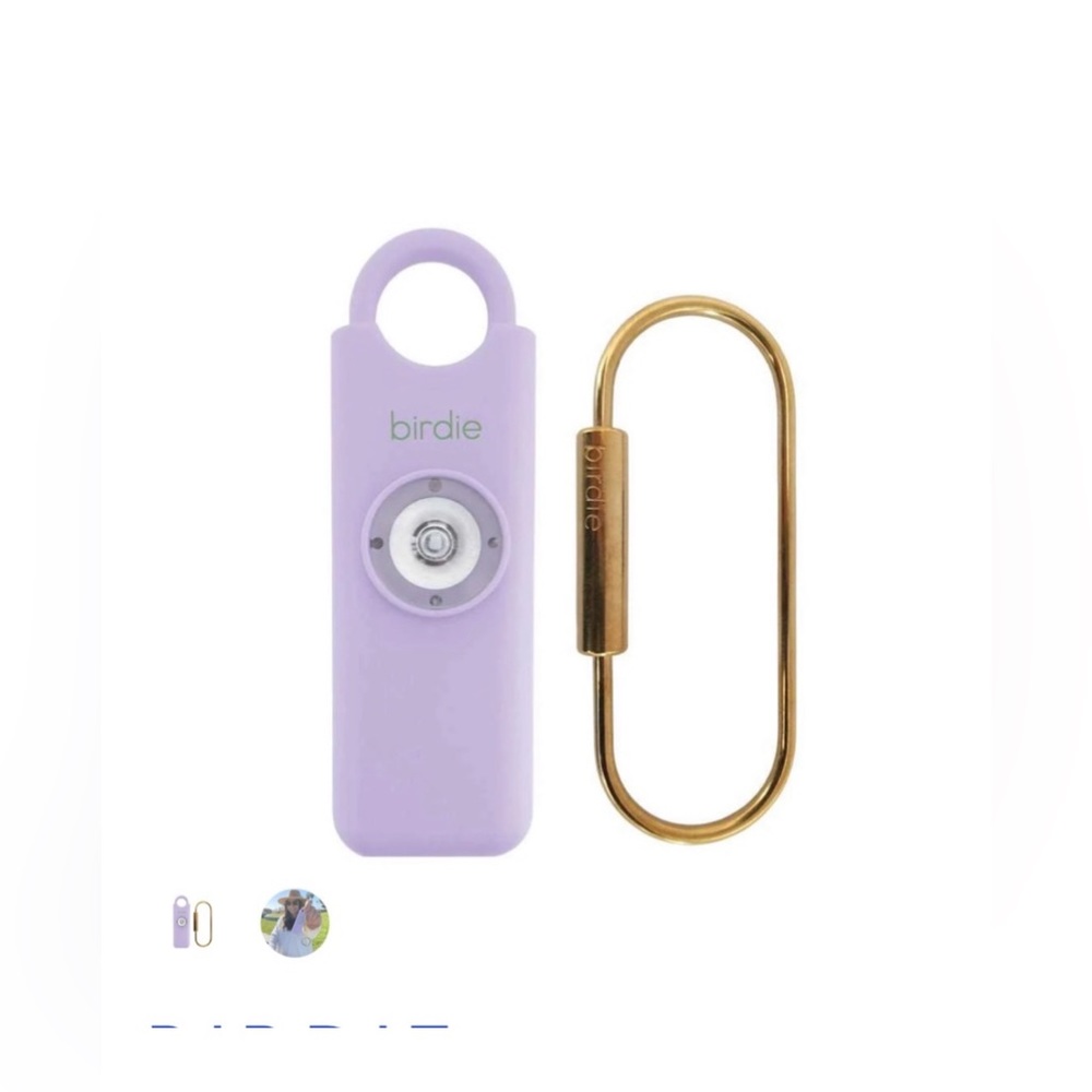BIRDIE PERSONAL ALARM KEYCHAIN IN LAVENDER NWT